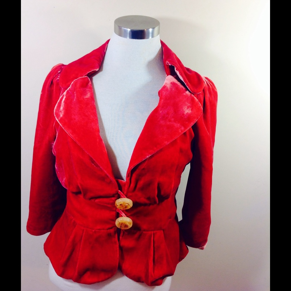 Anthropologie Orange Velvet Blazer Elevenses